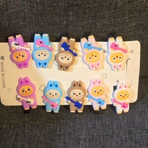🍒🍒 Labubu Playing Guitar Hair Clips Set